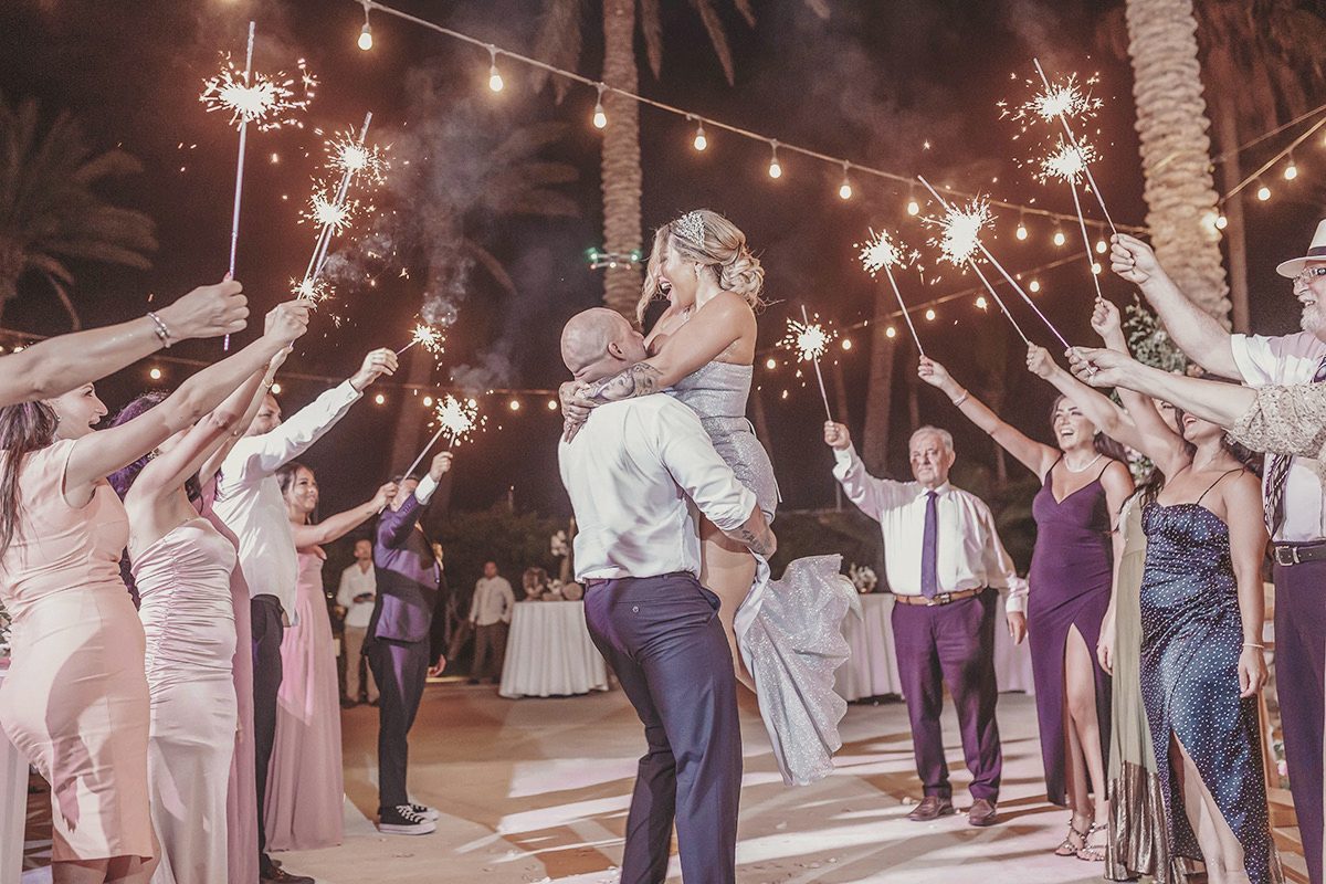 Sparkler send-off for the newlyweds