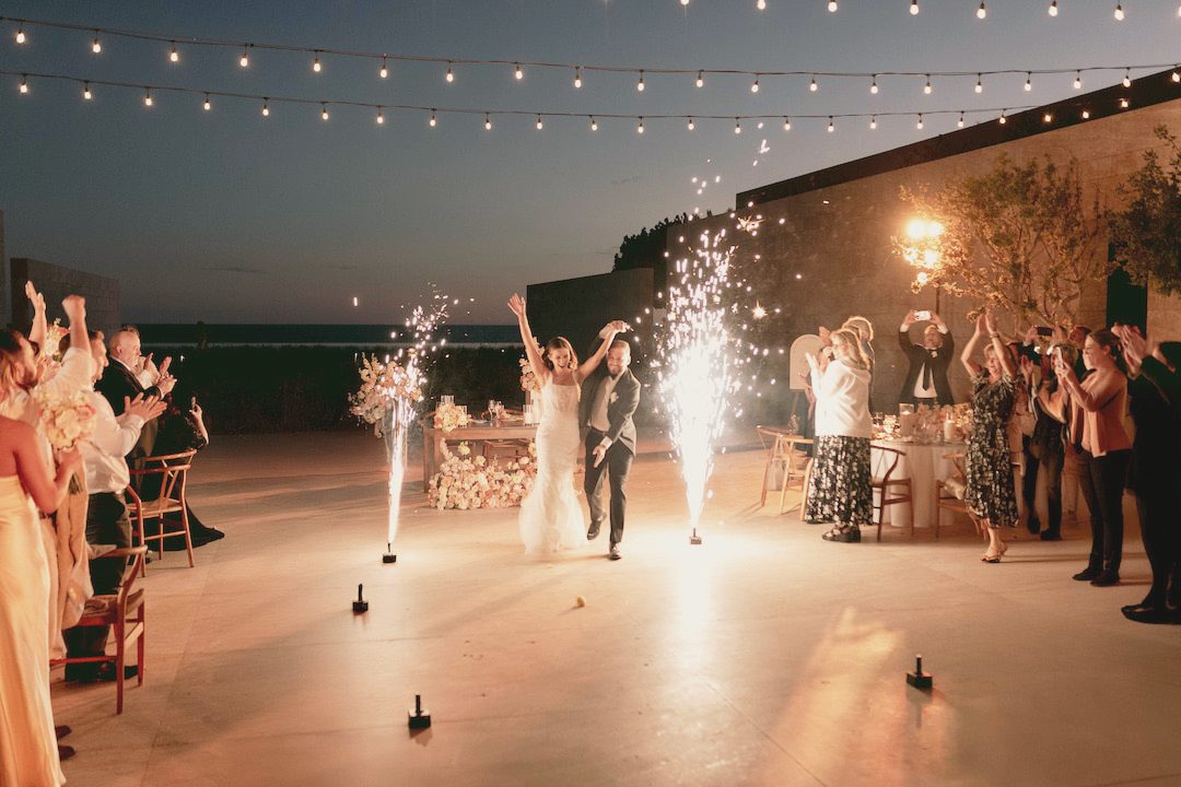 Sparklers on a beach dance floor